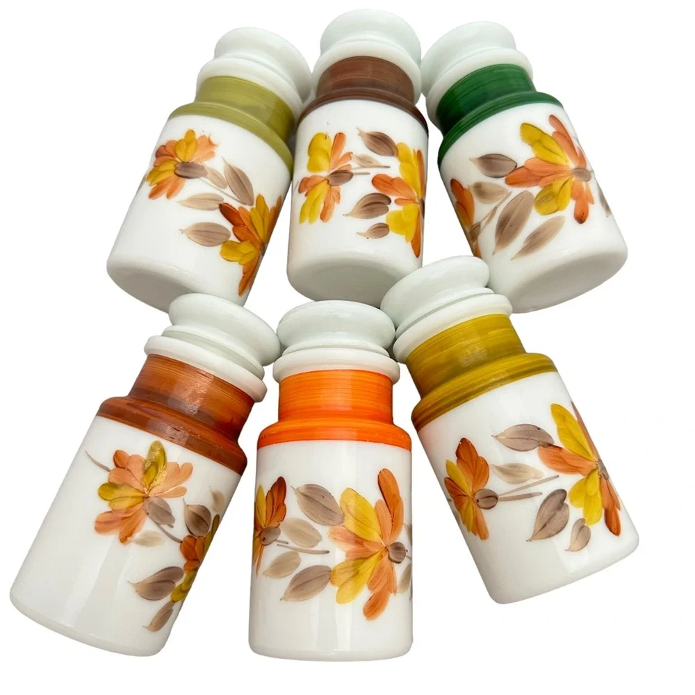 Vintage Milk Glass Spice Jars & Rack - Picture 2 of 8